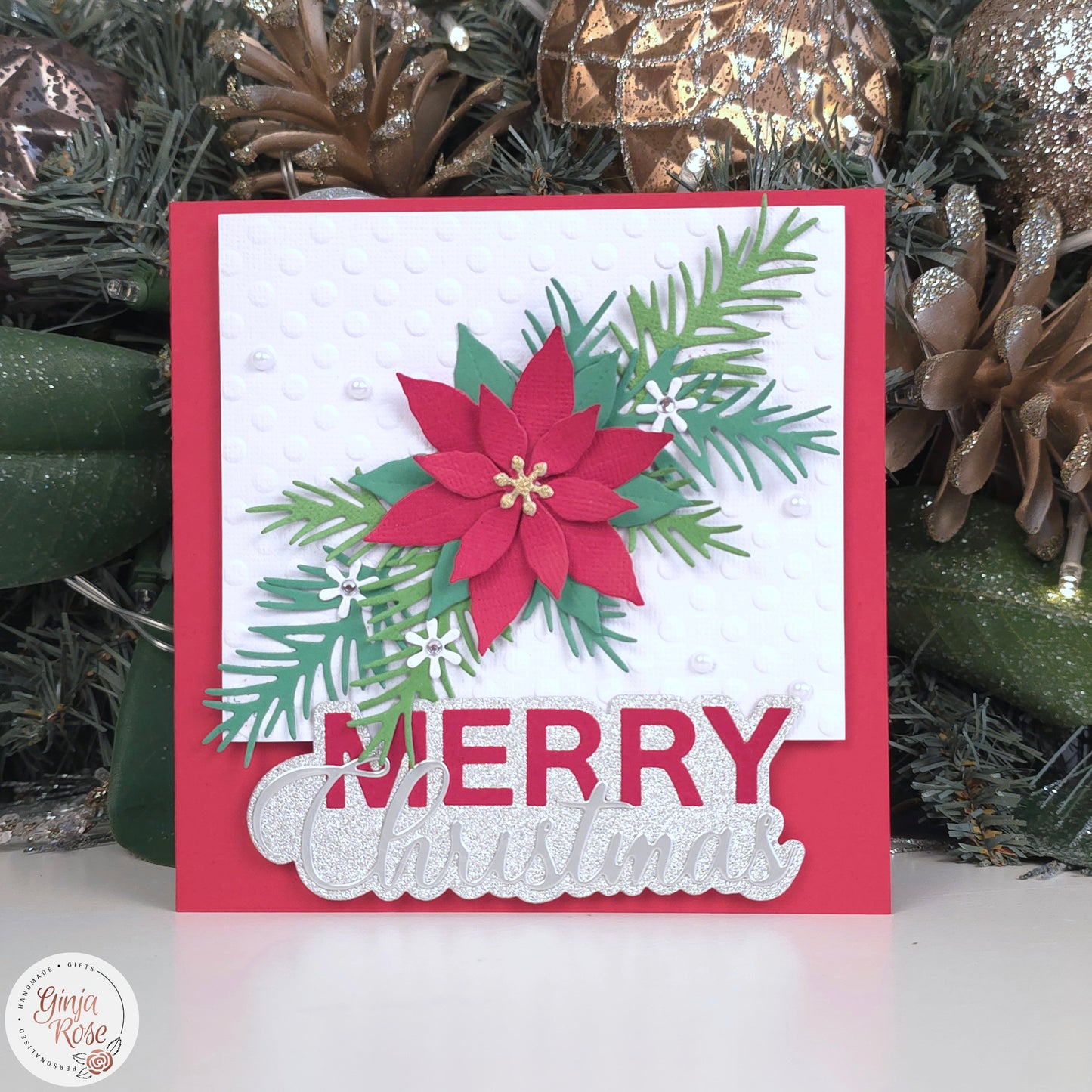 Red Flower Christmas Card