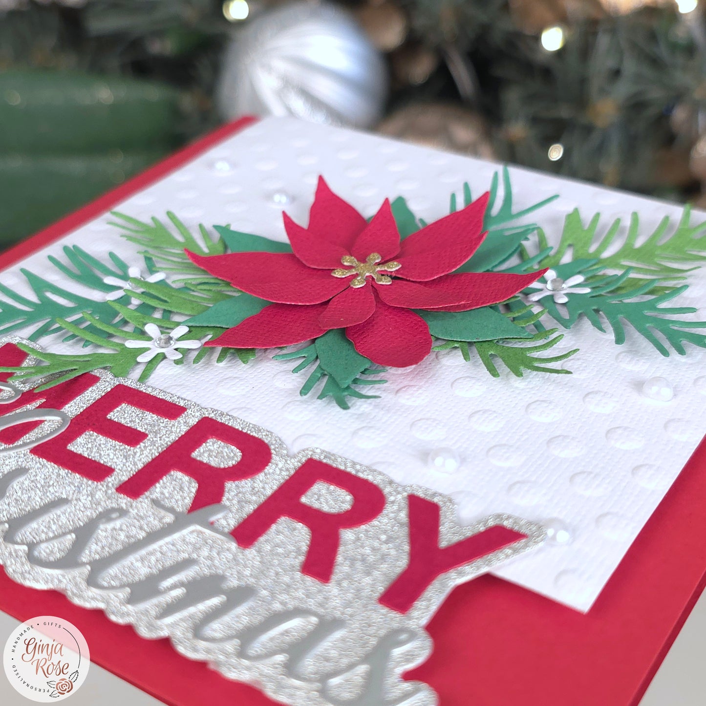 Red Flower Christmas Card