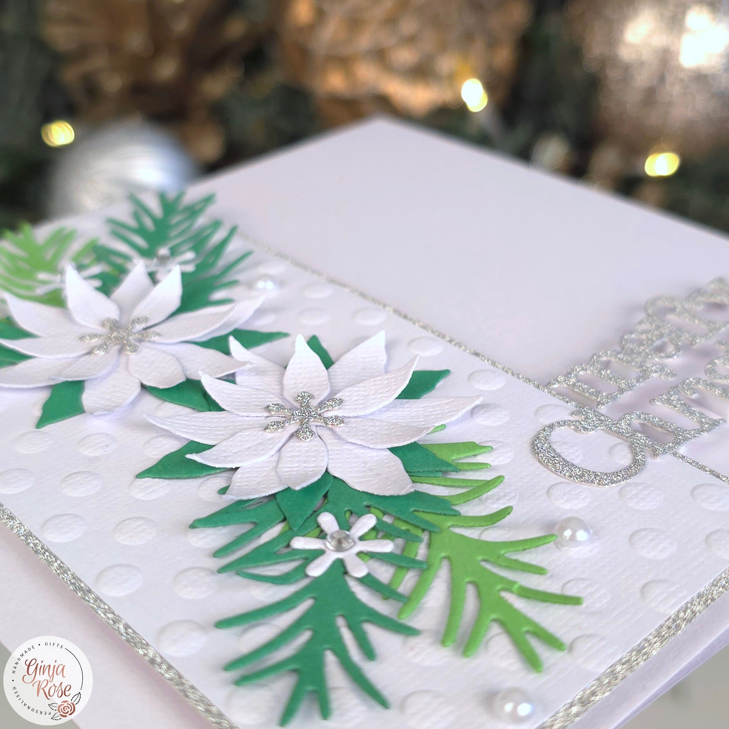 White Flowers Christmas Card